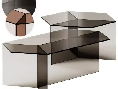 Glass Isom Oblong and Square Coffee Tables by Sebastian Scherer 3D model