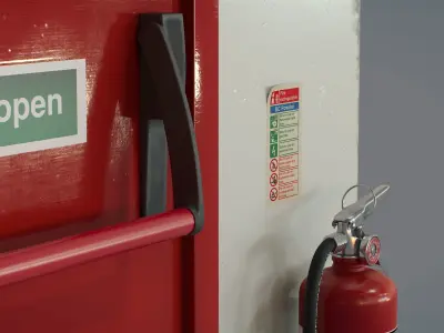 Double Fire Exit Doors Red 3D model