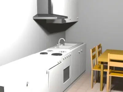 House hallway with two doors and couch 3D model