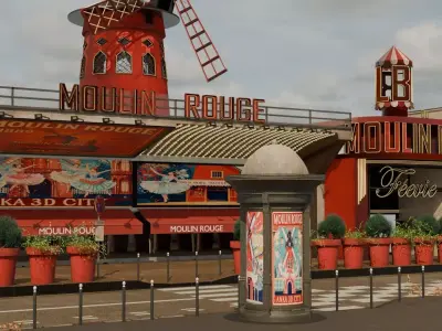 Moulin Rouge Cabaret Low-poly 3D model