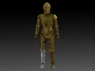 C3PO 3D Model  Humanoid AI Star Wars Low-poly 3D model