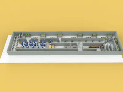 PRODUCTION LINE LAYOUT WORKSHOP FACTORY INDUSTRIAL FLOOR PLAN 3D model