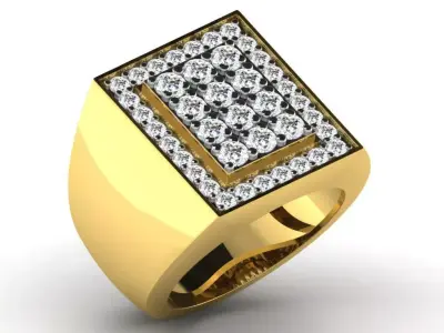 Light Weight Yellow Gold Diamond Ring DR-6623 3D print model