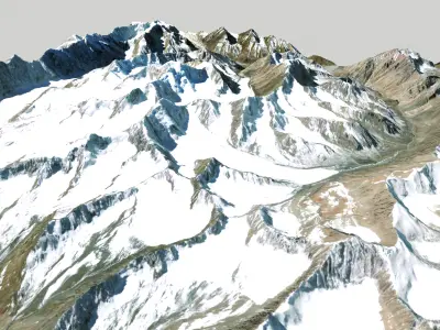  Mountain landscape Baspa Bamak Glacier India 3D model