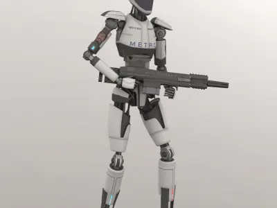 Police Bot Rigged 3D model