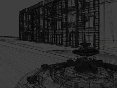 plaza square exterior design custom scene full 3D model