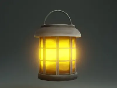 Hand-painted stylized Lantern Free low-poly 3D model