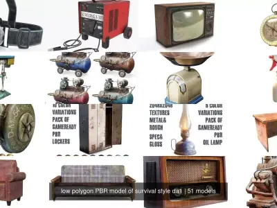  low polygon PBR model of survival style da1 3D Model Pack
