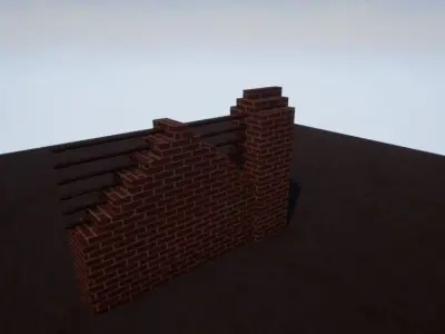 Modular Brick Wall And Gate Low-poly 3D model