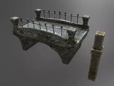 Stone bridge Low-poly 3D model order