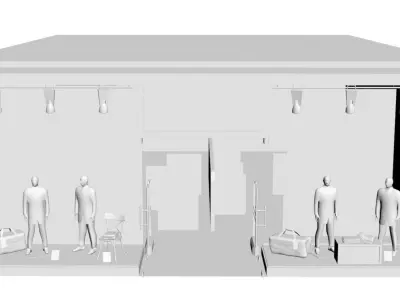 Shop window with low poly interior for men 3D model