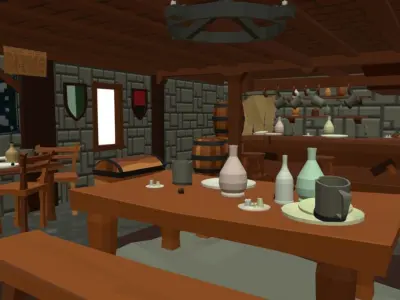 Simple Poly Medieval Tavern Lowpoly Low-poly 3D model