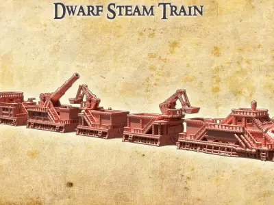 Dwarf Steam Train model 28 mm 3D print model