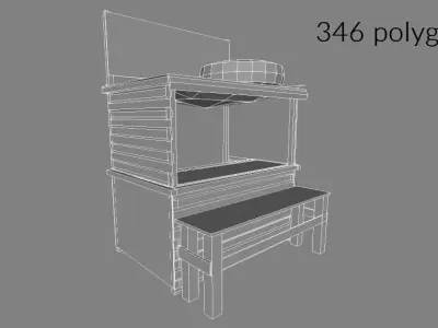 Shanty kiosk pack Low-poly 3D model