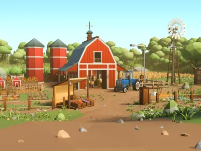 Farm Asset Stylized Pack  Low-poly 3D model