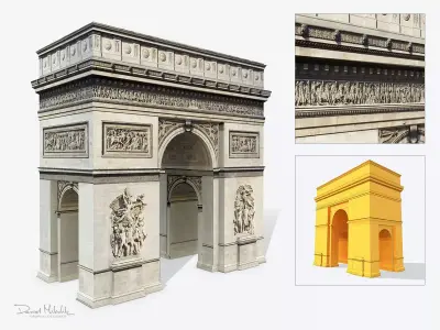 Low Poly Triumphal Arch Low-poly 3D model
