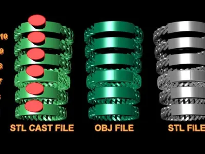 ID BAR CUBAN LINK CHAIN RING MIX SIZES 5 6 7 8 9 10 3D print model