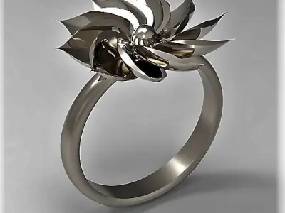 Open Flower ring 3D print model