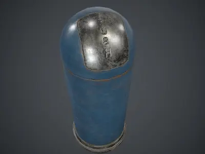 Metal Street Trash Can PBR Game Ready Low-poly 3D model