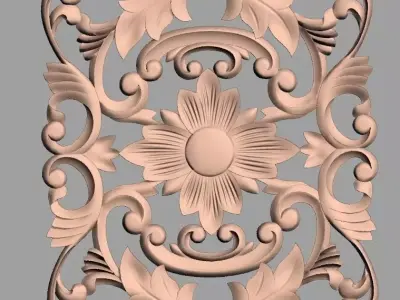 Door flower 3D relief STL Model for CNC woodworking carving E279 3D model
