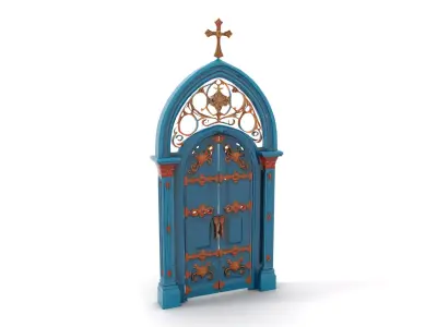 Gothic Teal Door model pack Low-poly 3D model