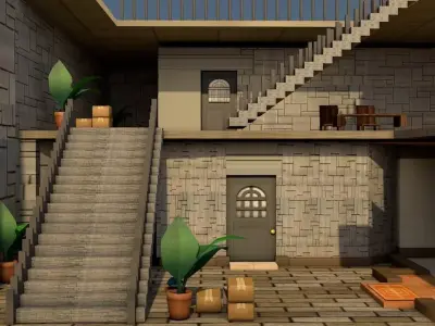 Realistic Suburb Neighborhood House Low-poly 3D model