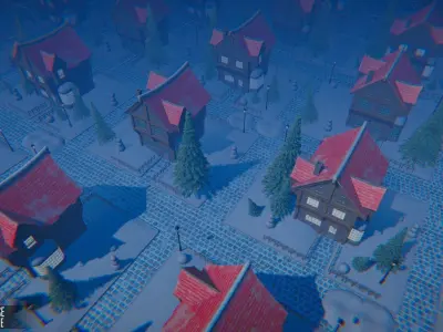 Winter House Low-poly 3D model