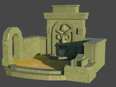 Simple Water fall Game Environment - Game Ready - PBR Low-poly 3D model