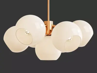 Staggered Glass 9-Light Chandelier - Milk Low-poly 3D model