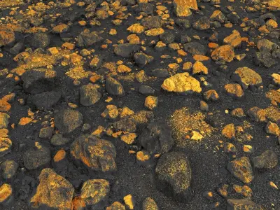 Desert of golden stones Low-poly 3D model