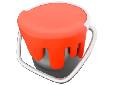 3d  open bucket with a paint color 3D model