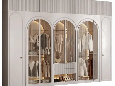 Bedroom wardrobe with glass door 1 3D model