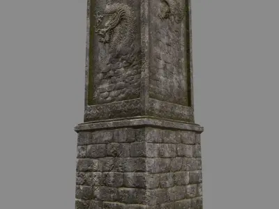 pillar four stone pillars Low-poly 3D model