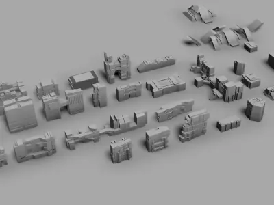 futuristic architecture set - BDR 3D model