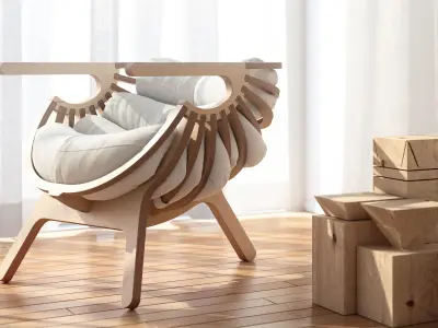 Shell Chair interior scene 3D model