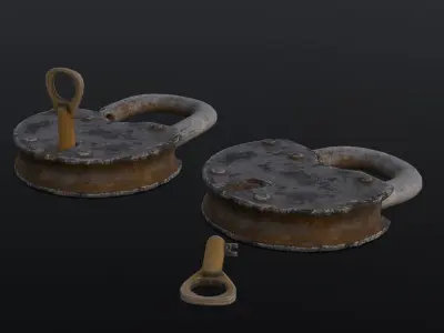 Rusted Lock and Key 3D Model Low-poly 3D model