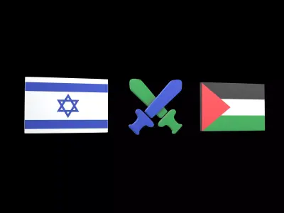 Israel VS Palestine War Icon v1 001 Low-poly 3D model