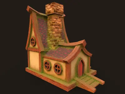 Lowpoly fantasy house Low-poly 3D model