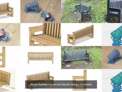 Model Railway House and Garden Items 3D Model Pack