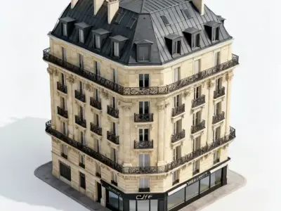 Classic French Haussmann Corner Apartment 3D Model Low-poly 3D model
