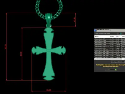 Light Gold 18K Cross Pendant 1CP029 3D print model