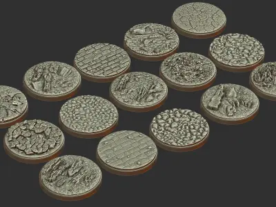 PACK 3 - 15 MINIATURE BASES 50mm 3D Print Ready 3D print model