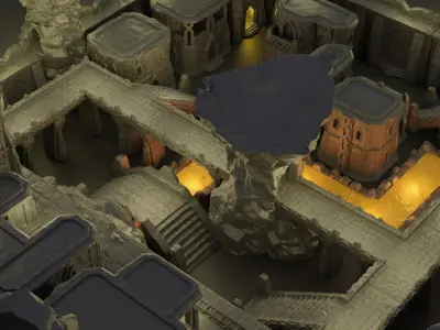 Underground Dwarf Settlement Tabletop Terrain 28 mm 3D print model