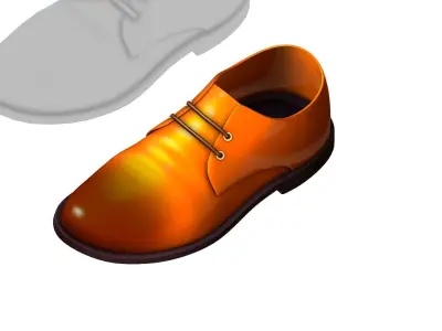 Cartoon High Poly Subdivision Brown Shoes 3D Model Low-poly 3D model