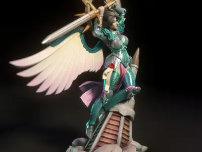 Celeste statue of woman holding sword 3D print model