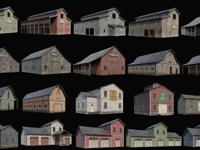 1 - 100 FARM BUILDINGS MEGA PACK 4K PBR Textures