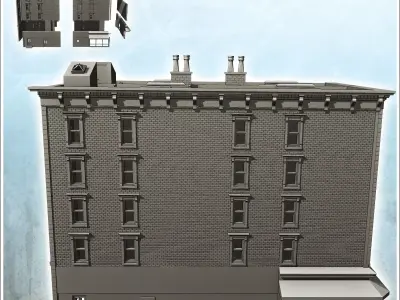 Large modern corner building with store with canopies and roof c 3D print model