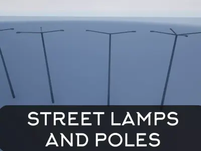 Street Lamp Poles Low-poly 3D model