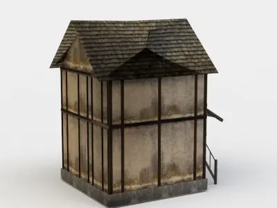 House old with balcony Low-poly 3D model