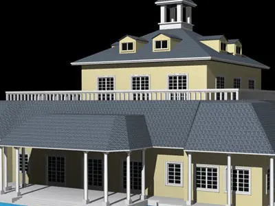 Clubhouse building with roof 3D model